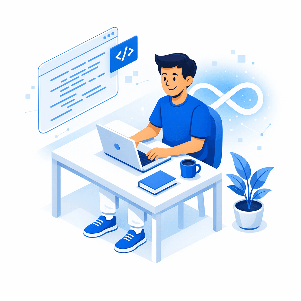 Developer working on laptop